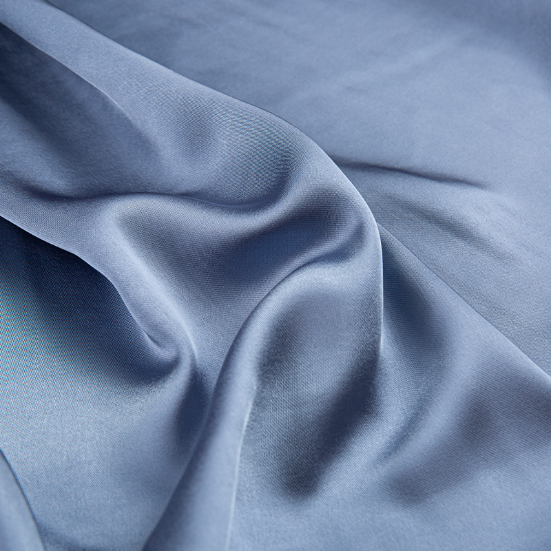 HY263 bleu 150 cm 240GSM sergé imitation acétate CEY pur Polyester satin tissu pour vêtements pour femmes