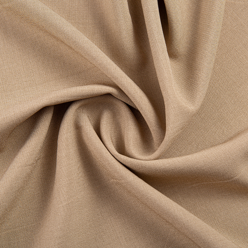 DS675 221GSM Imitation acétate Lelis 2/2 tissu Polyester sergé marron clair pour vêtements et pantalons décontractés d'affaires