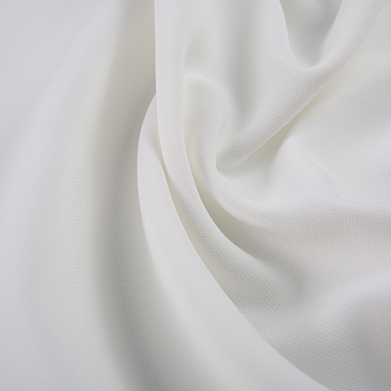 HY098 Tissu extensible à quatre côtés en soie composite blanche à armure toile double couche