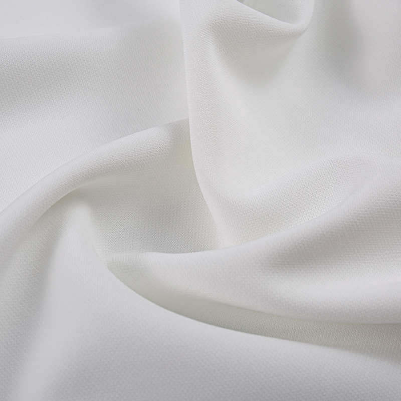 HY098 Tissu extensible à quatre côtés en soie composite blanche à armure toile double couche